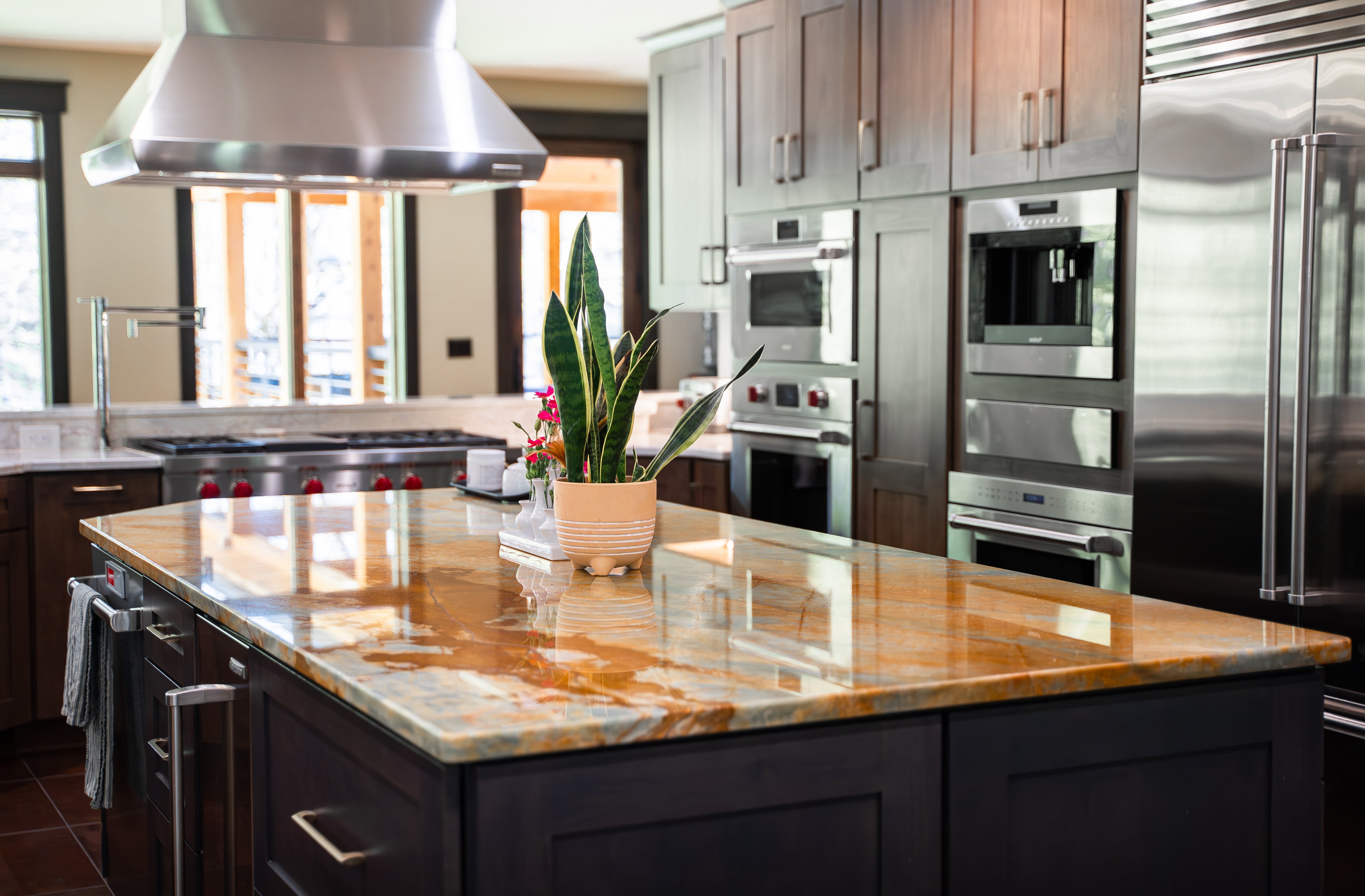 a large kitchen with appliances